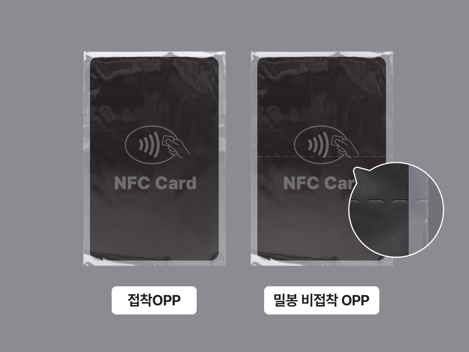 500개부터 벌크포장, 접착 OPP,
밀봉 비접착 OPP 중
하나를 선택하실 수 있어요