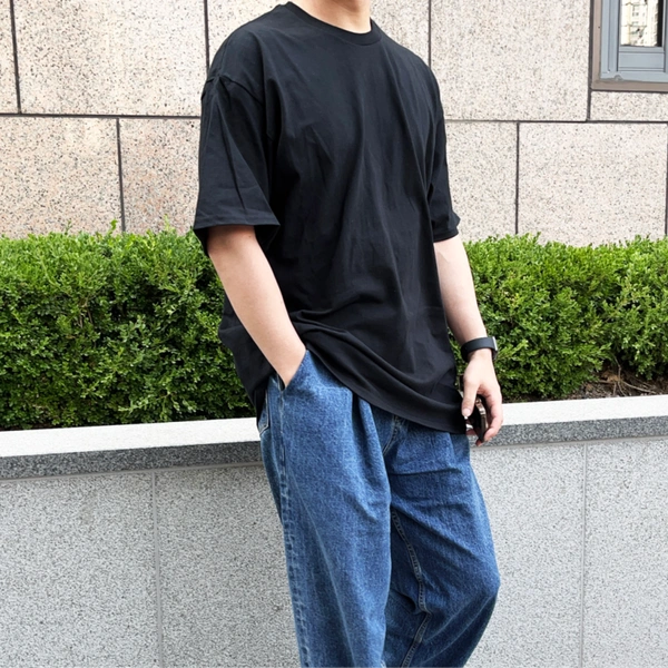 길단 - USA핏 오버핏 반팔 (18수, 두꺼운 두께) 티셔츠