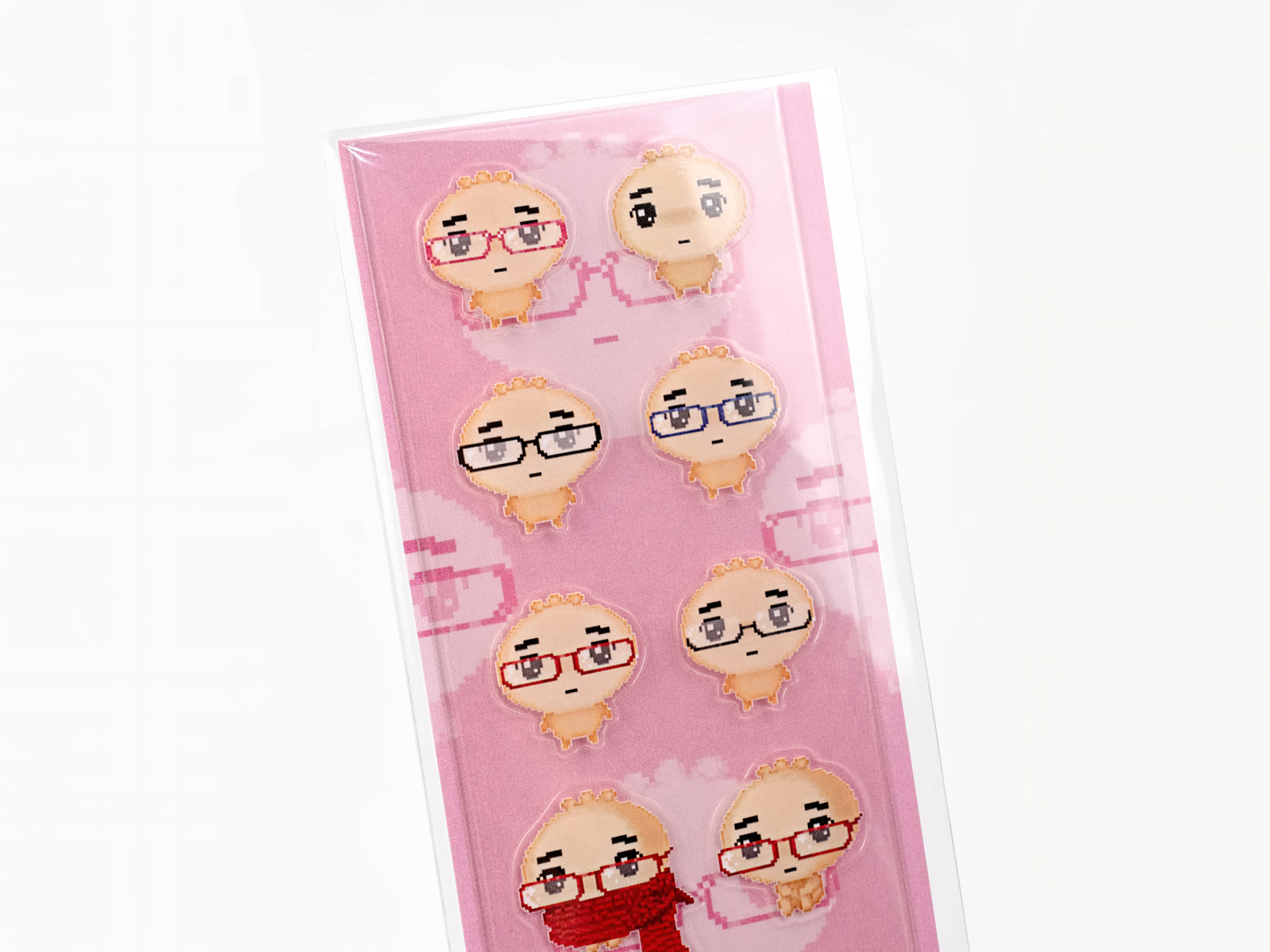 [안경만두] 핑크 투명스티커
