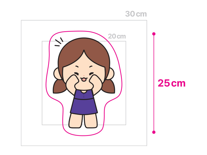 이 경우에는 테두리를 포함해서
20cm보다 크기 때문에
30cm 상품으로 주문해야 합니다