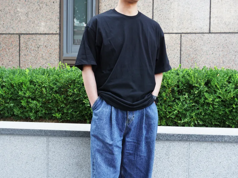 길단 - USA핏 오버핏 반팔 (18수, 두꺼운 두께) 티셔츠