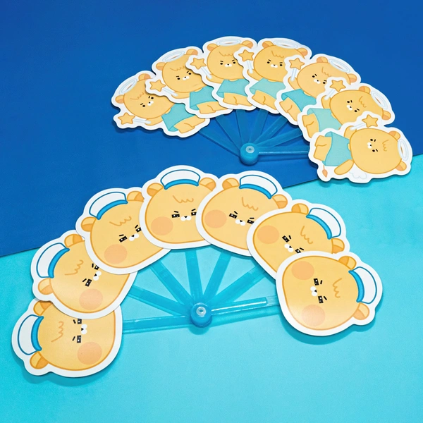 접이식 PP부채 (반투명 컬러자루 5종)