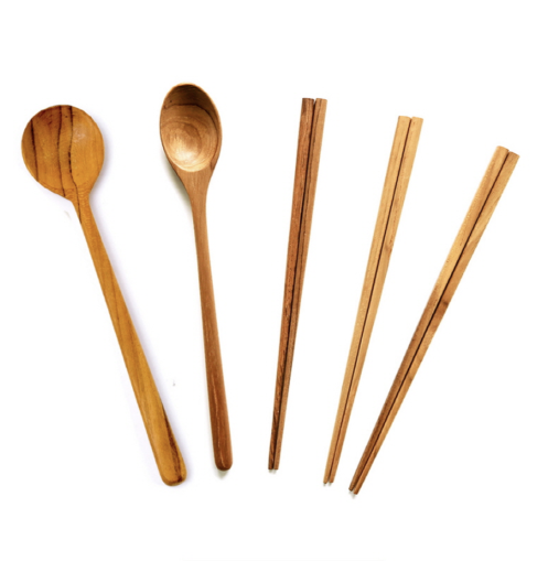 티크 나무 수저 세트