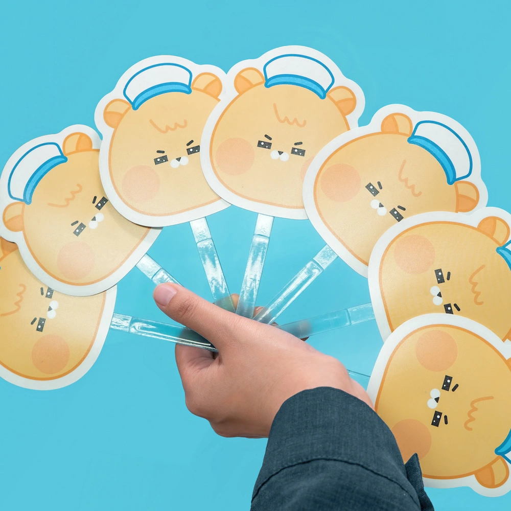 접이식 PP부채 (반투명 컬러자루 5종)