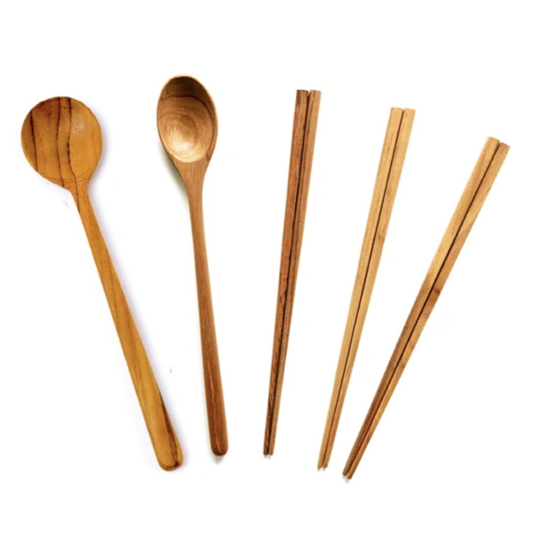 티크 나무 수저 세트