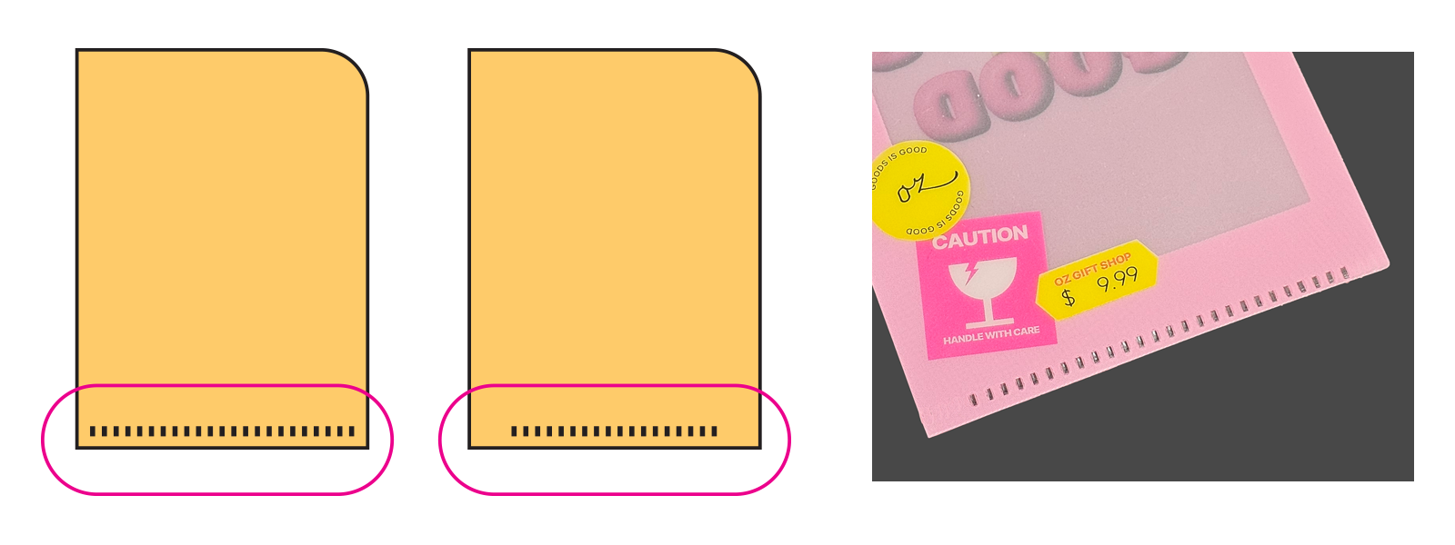 열접착 부분의 길이가 차이날 수 있습니다