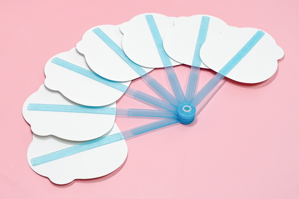 접이식 PP 부채 (반투명 컬러자루 5종)
