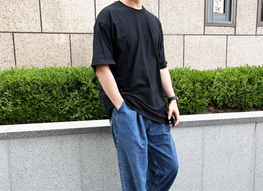 길단 - USA핏 오버핏 반팔 (18수, 두꺼운 두께) 티셔츠
