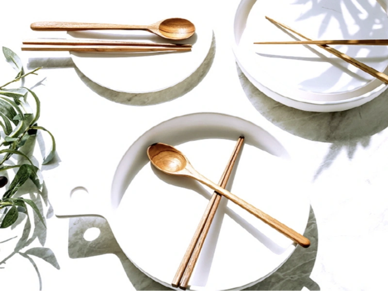 티크 나무 수저 세트