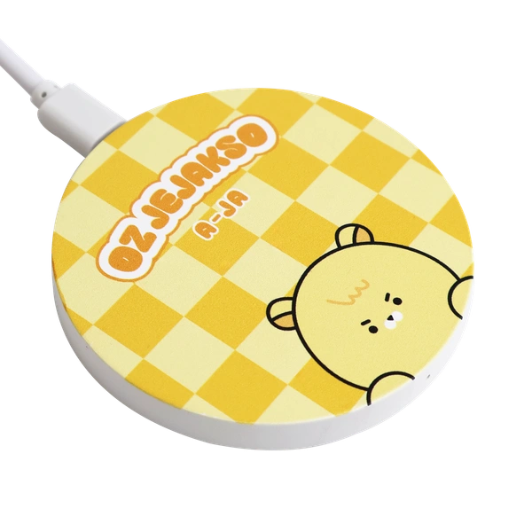 풀프린팅 원형 미니 무선 충전기