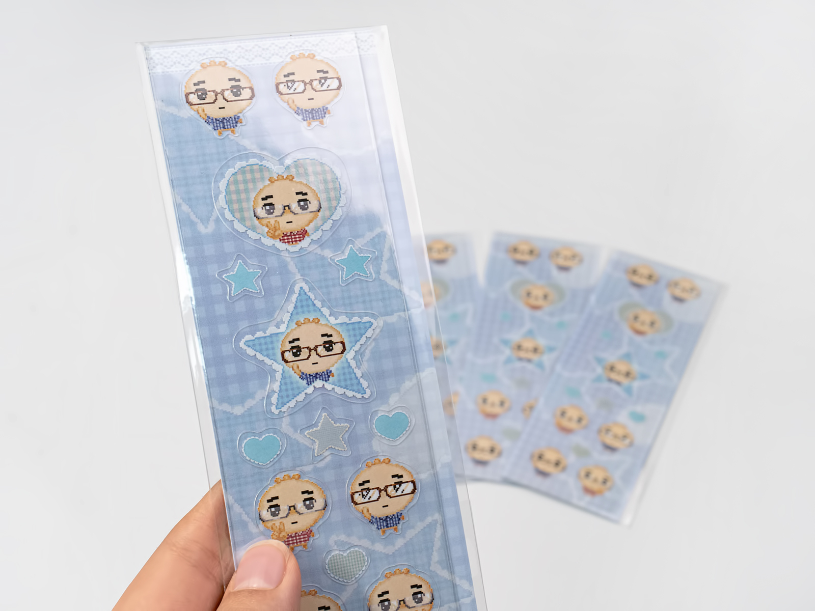 [안경만두] 블루 투명스티커