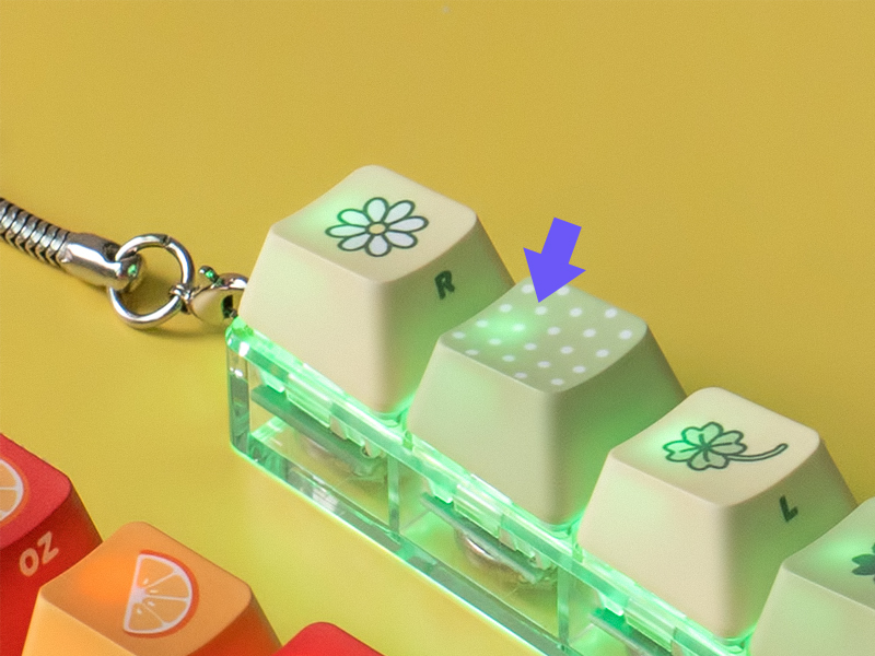 LED 빛이 키캡에
투과되어 보여요